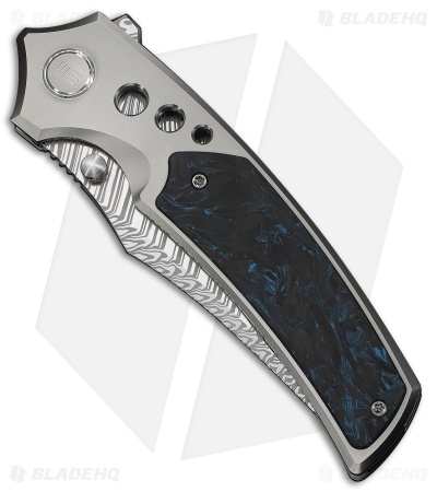WE Knife Co. Skynix Frame Lock Knife Gray Ti + Black/Blue CF (3.7" Fafnir)