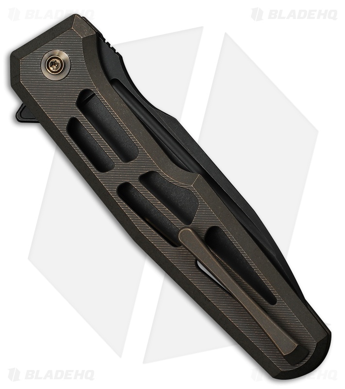 WE Knife Co. Dressytak Button Lock Knife Skeletonized Bronze Ti (3.4" Black SW)