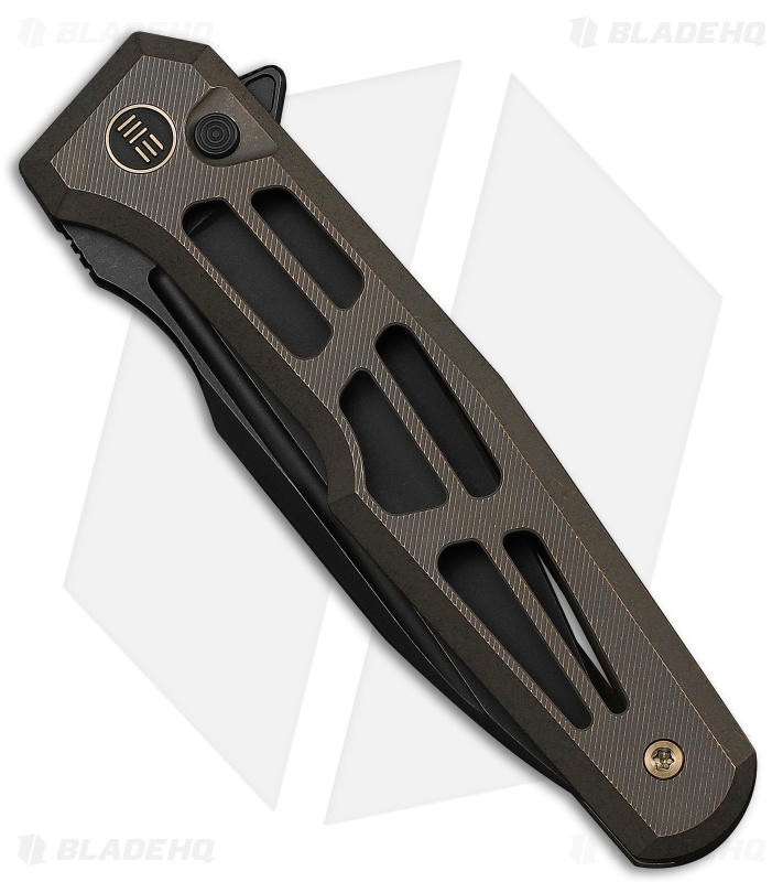 WE Knife Co. Dressytak Button Lock Knife Skeletonized Bronze Ti (3.4" Black SW)
