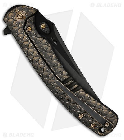 WE Knife Co. Dracarys Frame Lock Knife Bronze/BLK Dragon Scale Ti (3.6" BLK SW)