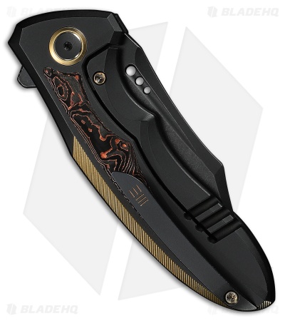 WE Knife Co. Varg Frame Lock Knife Black/Gold Ti & Copper Foil CF (2.96" BSW)
