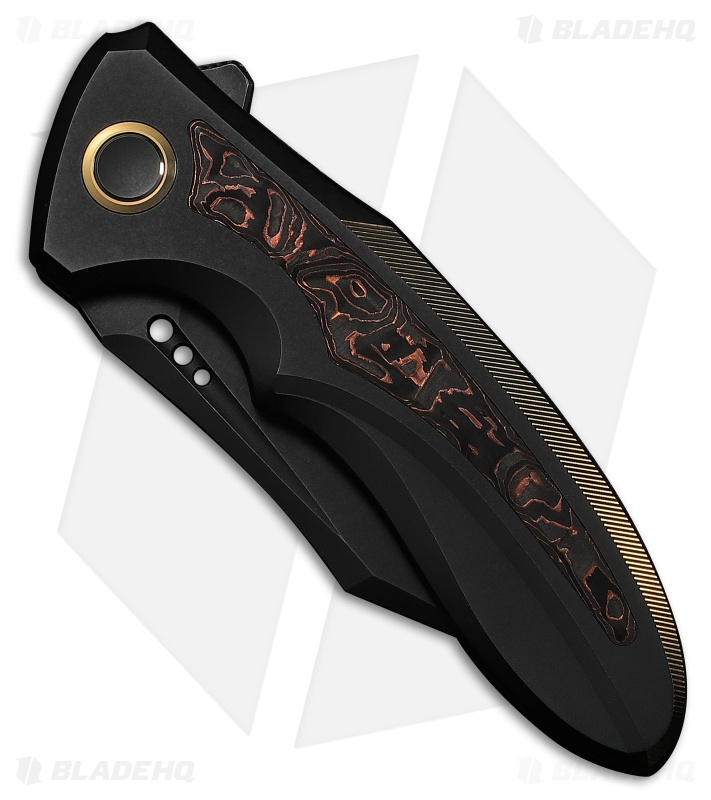 WE Knife Co. Varg Frame Lock Knife Black/Gold Ti & Copper Foil CF (2.96" BSW)