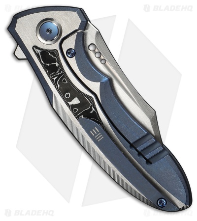 WE Knife Co. Varg Frame Lock Knife Blue/Satin Ti & Al Foil CF (2.96" Satin)