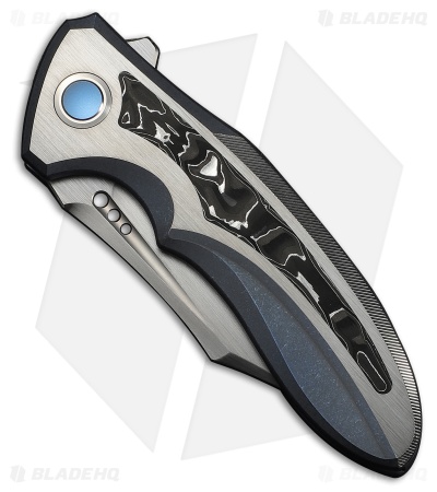 WE Knife Co. Varg Frame Lock Knife Blue/Satin Ti & Al Foil CF (2.96" Satin)