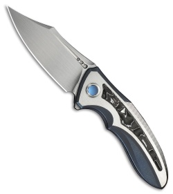 WE Knife Co. Varg Frame Lock Knife Blue/Satin Ti & Al Foil CF (2.96" Satin)