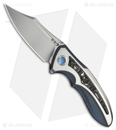 WE Knife Co. Varg Frame Lock Knife Blue/Satin Ti & Al Foil CF (2.96" Satin)