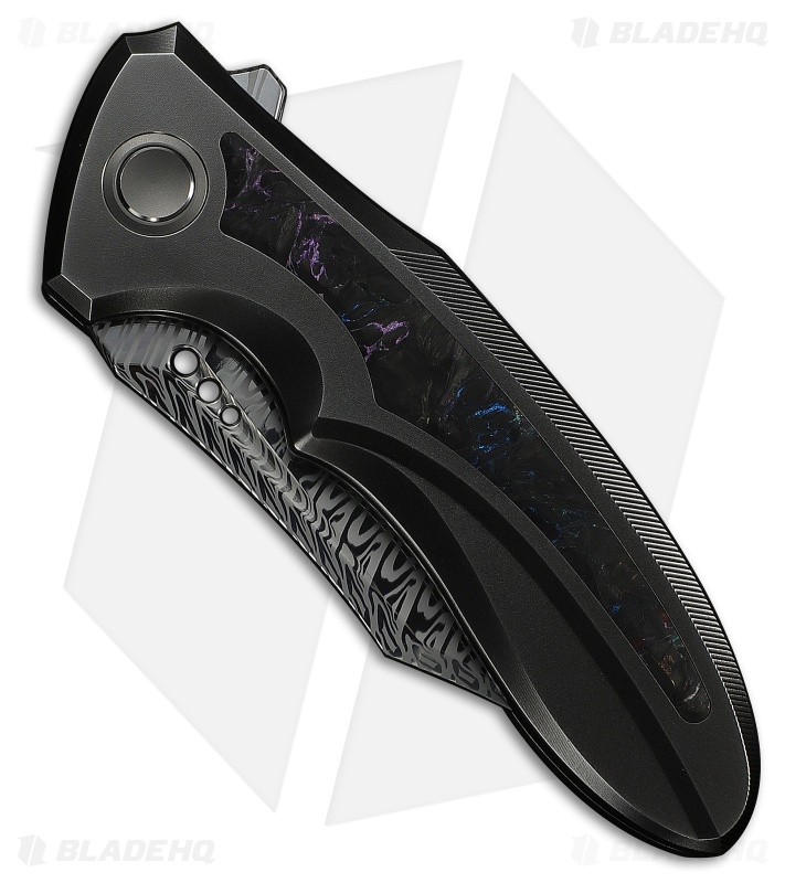 WE Knife Co. Varg Frame Lock Knife Gray Ti & Multicolor CF (2.96" Damasteel)