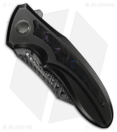 WE Knife Co. Varg Frame Lock Knife Gray Ti & Multicolor CF (2.96" Damasteel)