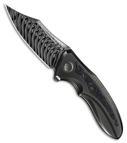 WE Knife Co. Varg Frame Lock Knife Gray Ti & Multicolor CF (2.96" Damasteel)