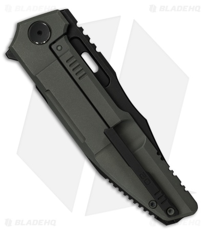 WE Knife Co. Barracks Frame Lock Knife Dark Olive Titanium (3.9" Two-Tone)
