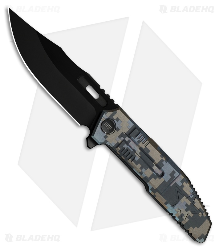 WE Knife Co. Barracks Frame Lock Knife Pixel Pattern Titanium (3.9" Black SW)
