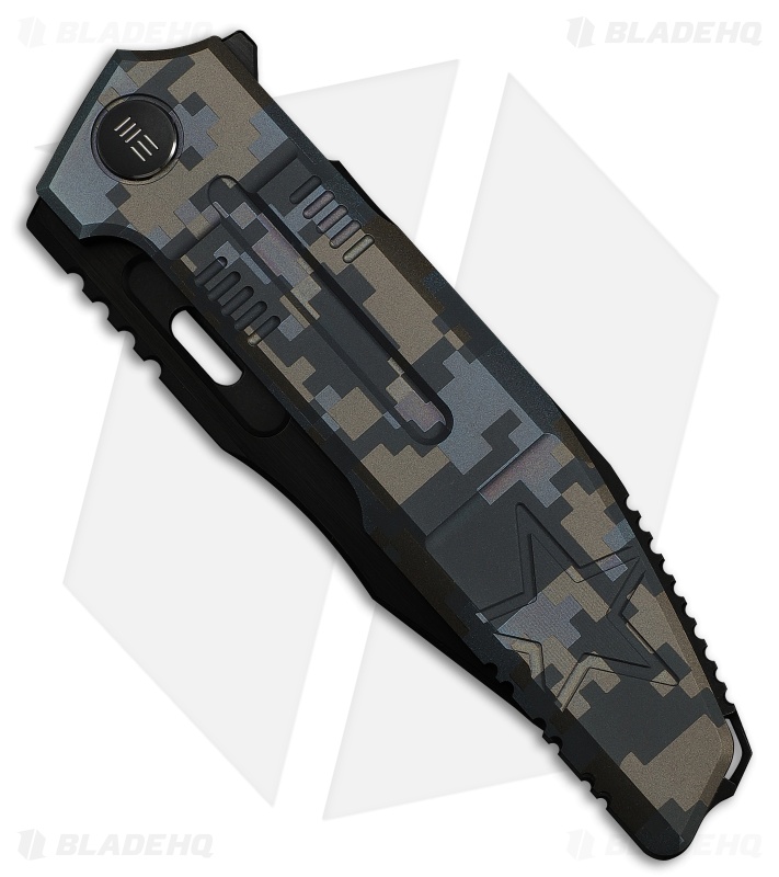 WE Knife Co. Barracks Frame Lock Knife Pixel Pattern Titanium (3.9" Black SW)