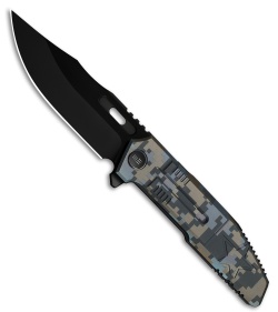 WE Knife Co. Barracks Frame Lock Knife Pixel Pattern Titanium (3.9" Black SW)