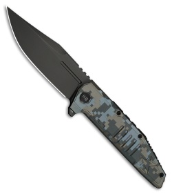 WE Knife Co. Temper Frame Lock Knife Pixel Pattern Titanium (3.9" Dark Gray SW)