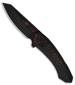 WE Knife Co. Suisei Liner Lock Knife Black Ti/Black & Red CF (3.28" Black SW)