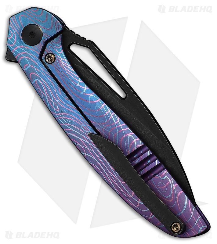WE Knife Co. Tiercel Frame Lock Knife Blue/Purple Ti (3.24" Black SW MagnaCut)