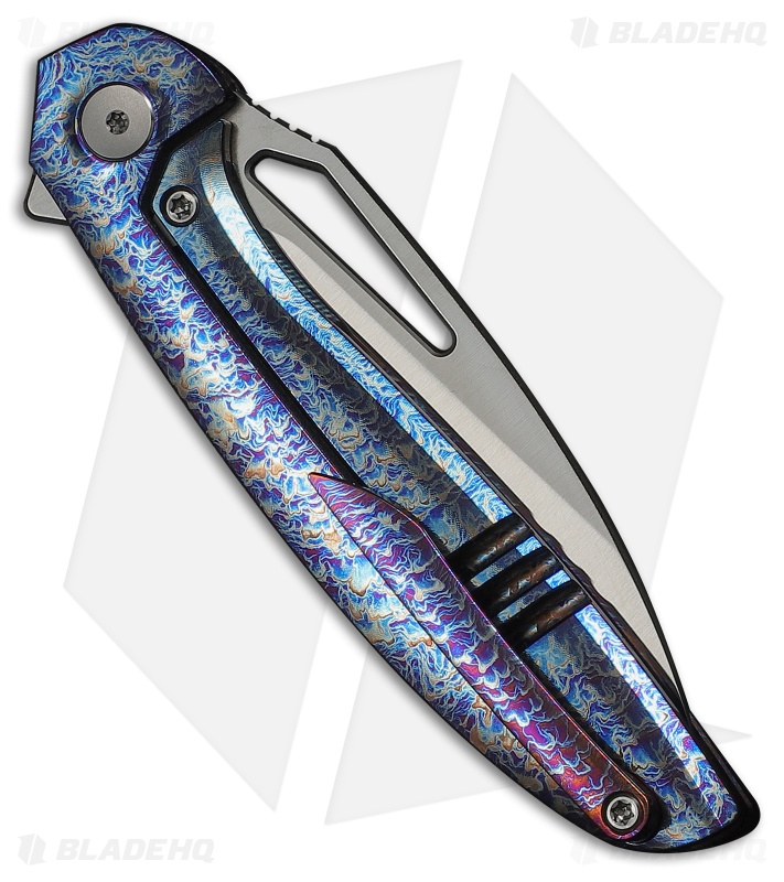 WE Knife Co. Tiercel Frame Lock Knife Flamed Titanium (3.24" Satin MagnaCut)