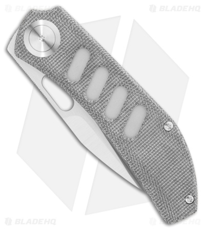 Yan Knives Chevron MagnaCut Thumb Hole Knife Black Micarta/Ti (3.5" Satin)