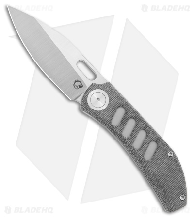 Yan Knives Chevron MagnaCut Thumb Hole Knife Black Micarta/Ti (3.5" Satin)