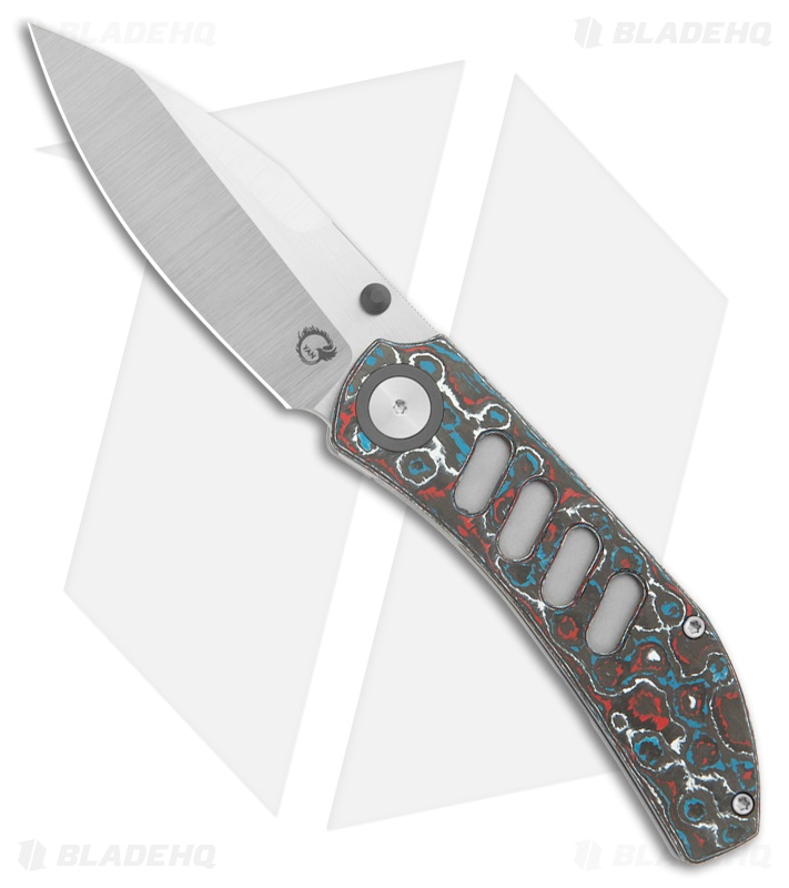 Yan Knives Chevron MagnaCut Thumb Stud Knife Nebula Carbon Fiber (3.5" Satin)