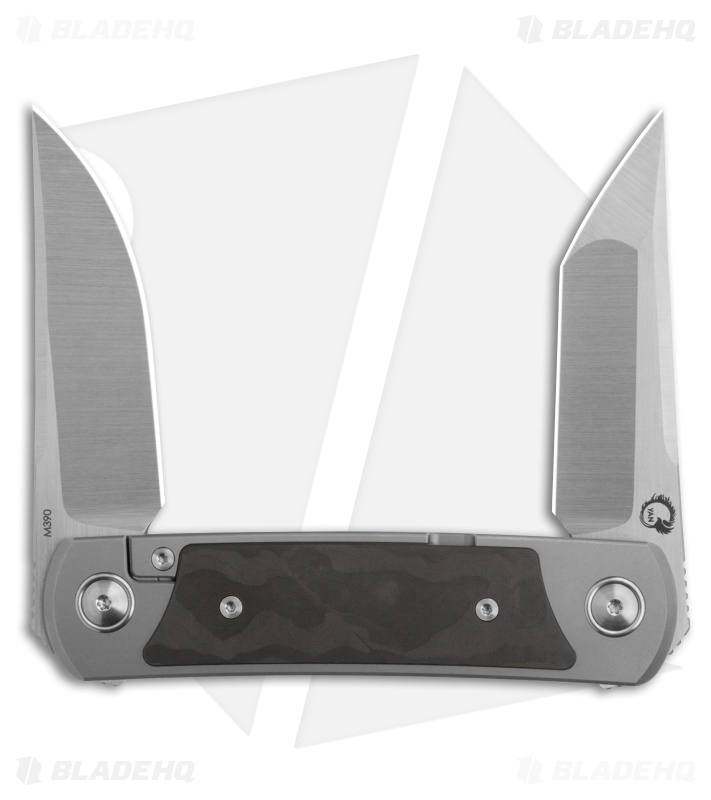 Yan Knives EMW Frame Lock Knife Titanium Black Camo Fat Carbon (3" Satin)
