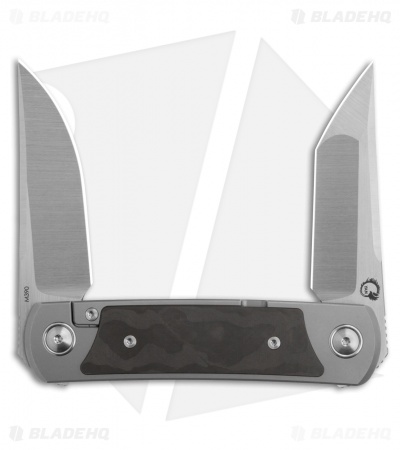 Yan Knives EMW Frame Lock Knife Titanium Black Camo Fat Carbon (3" Satin)