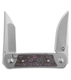 Yan Knives EMW Frame Lock Knife Titanium Purple Haze Fat Carbon (3" Satin)