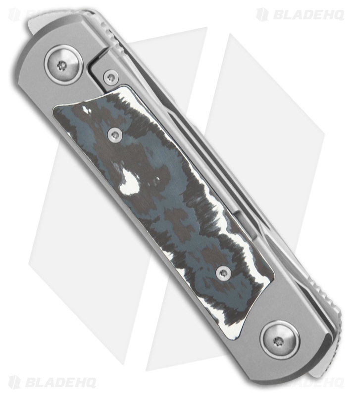 Yan Knives EMW Frame Lock Knife Titanium White Storm Fat Carbon (3" Satin)
