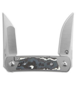 Yan Knives EMW Frame Lock Knife Titanium White Storm Fat Carbon (3" Satin)