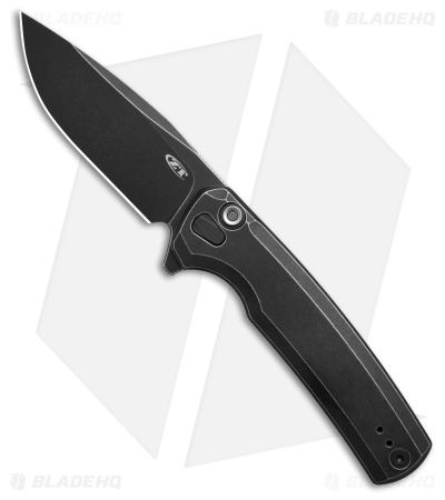 Zero Tolerance 0044 Button Lock Flipper Black Wash Titanium (3.375" Black Wash)