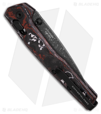 Zero Tolerance 0117 DuraLock Knife Red/White CF (3.3" Vegas Forge Damascus)