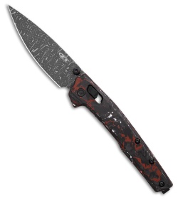 Zero Tolerance 0117 DuraLock Knife Red/White CF (3.3" Vegas Forge Damascus)
