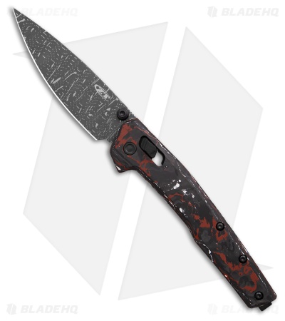 Zero Tolerance 0117 DuraLock Knife Red/White CF (3.3" Vegas Forge Damascus)