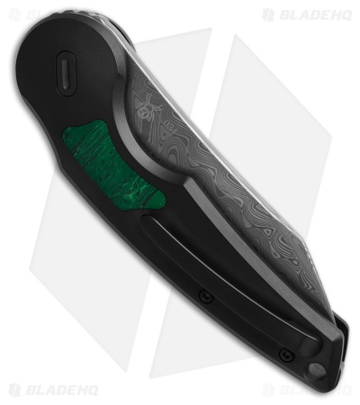 Fox Knives Jupiter Safety/Button Lock Knife Black Ti/Malachite (3.1" Damascus)