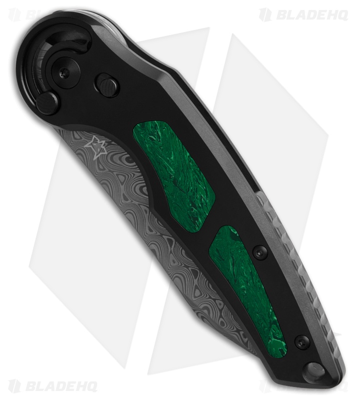 Fox Knives Jupiter Safety/Button Lock Knife Black Ti/Malachite (3.1" Damascus)