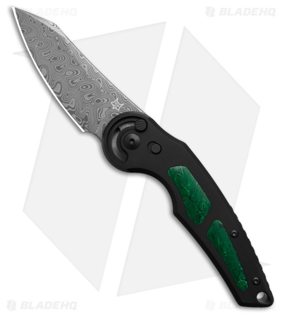 Fox Knives Jupiter Safety/Button Lock Knife Black Ti/Malachite (3.1" Damascus)
