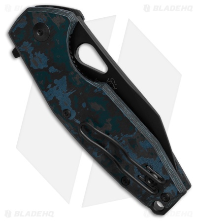 Fox Knives Yaru Liner Lock Knife Black/Blue Fat Carbon (2.9" Black) FX-FA527LIAS