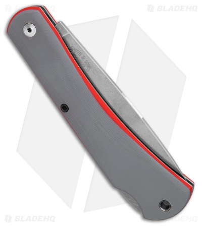White River Mudbug Lockback Knife Gray G-10/Red G-10 Liner (3.55 " Stonewash)