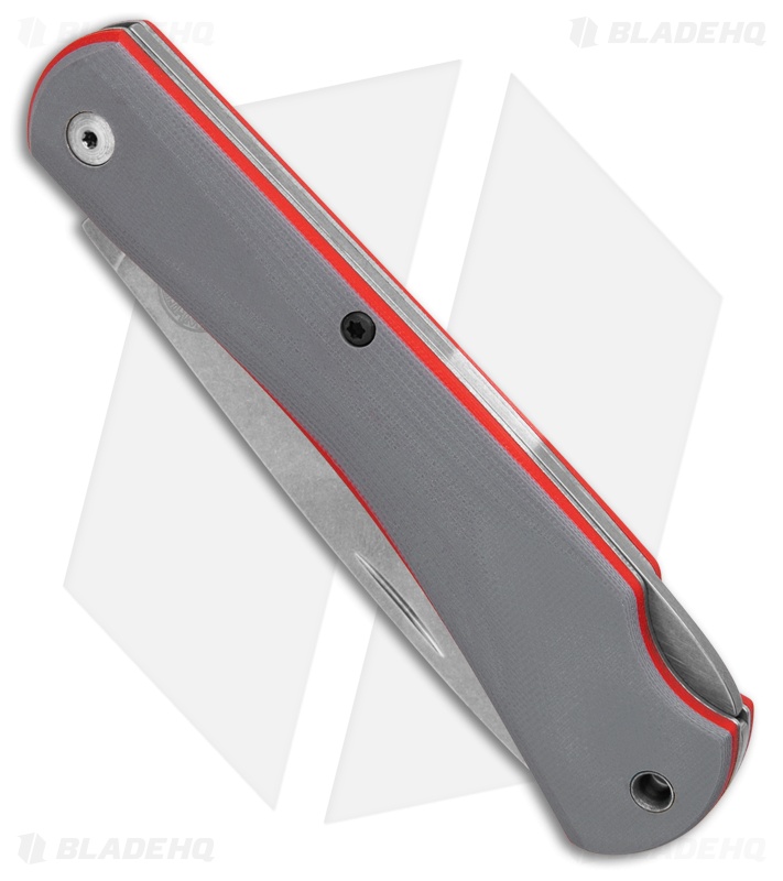 White River Mudbug Lockback Knife Gray G-10/Red G-10 Liner (3.55 " Stonewash)