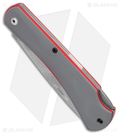 White River Mudbug Lockback Knife Gray G-10/Red G-10 Liner (3.55 " Stonewash)
