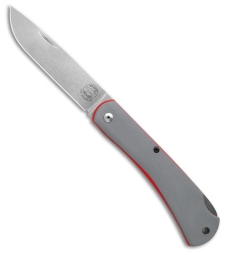White River Mudbug Lockback Knife Gray G-10/Red G-10 Liner (3.55 " Stonewash)