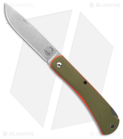 White River Mudbug Lockback Knife Green G-10/Orange G-10 Liner (3.55 " SW)