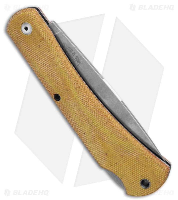 White River Mudbug Lockback Knife Natural Canvas Micarta (3.55 " Stonewash)