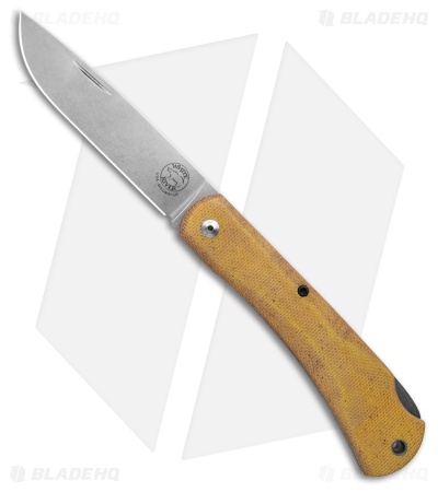 White River Mudbug Lockback Knife Natural Canvas Micarta (3.55 " Stonewash)