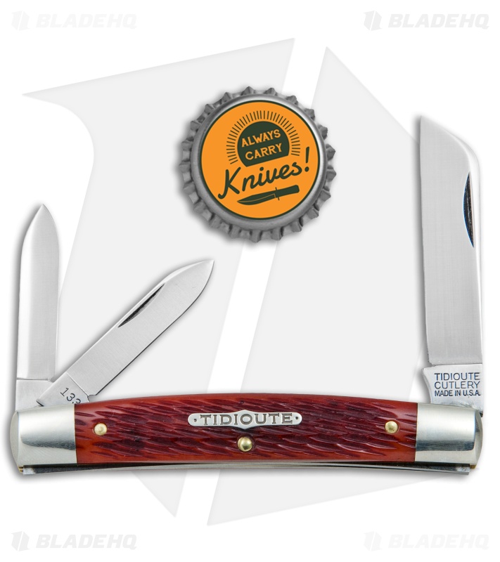 GEC #13 Tidioute Cutlery Congress Whittler Pocket Knife 3.6" Rust Red Jig Bone