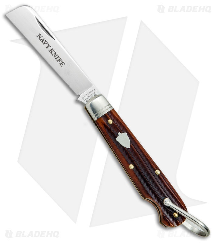 GEC #15 Navy Pocket Knife 3.375" Burnt Orange Jig Bone 15S116 - Blade HQ