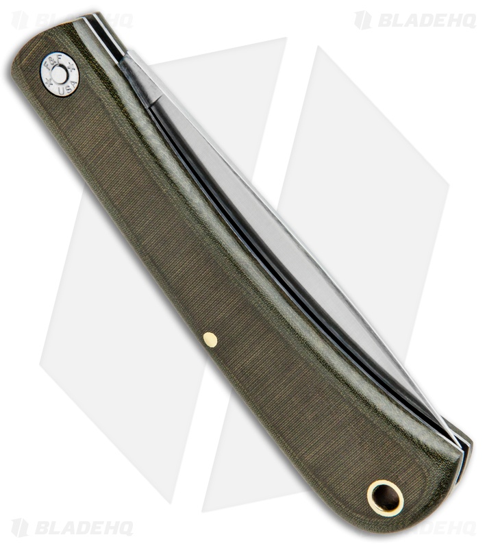 GEC #21 Farm & Field Bull Buster Slip Joint OD Green Linen Micarta (4.625"Satin)