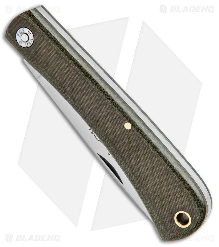 GEC #21 Farm & Field Bull Buster Slip Joint OD Green Linen Micarta (4.625"Satin)