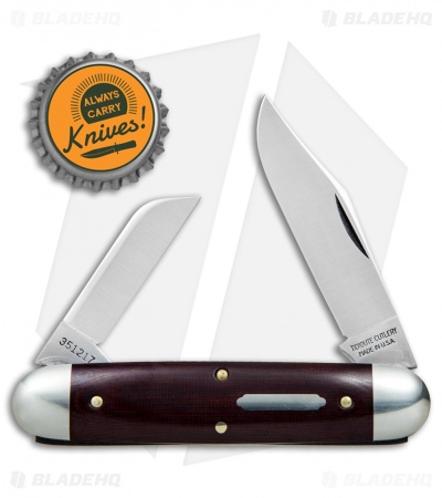 GEC #35 Tidioute Cutlery Churchill Pocket Knife 3.75" Maroon Linen Micarta 