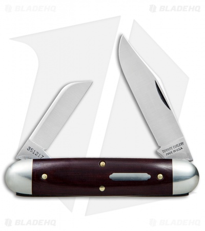 GEC #35 Tidioute Cutlery Churchill Pocket Knife 3.75" Maroon Linen Micarta 